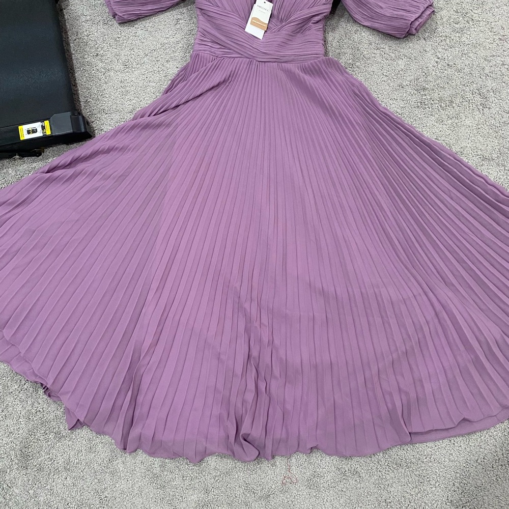 Elegant Purple Pleated Dress